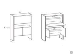 Diagram, measurements and internal equipment of the Manila bar cupboard