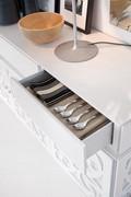 Paris modern luxury sideboard with decorated doors, detail of a drawer opening