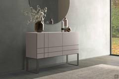 Oyster lacquered sideboard with high metal base