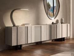 Amsterdam sideboard in Keramik version, with travertine marble-effect ceramic front inserts