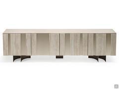 Two-tone sideboard by Cattelan, with feet in bronze finish contrasting with the titanium frame. Also available with matching feet