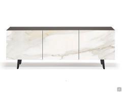 Metropol modern sideboard with ceramic doors in Keramik stone finish, by Cattelan