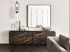 Europa sideboard by Cattelan with coplanar sliding doors in stone Keramik Portoro Opaco