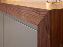 Detail of the 45° frame joint around the Rialto sideboard