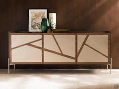 Design sideboard with Cordoba wooden doors, with painted metal inserts and 20 cm high 'Round' frame