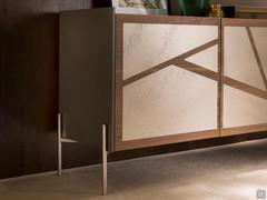 Cordoba sideboard with painted metal base, model Round. Several alternatives of equal height (20 cm) or a 3 cm wooden plinth are available