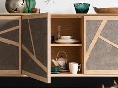 Interior matching the outer structure in Alaska oak. Each storage compartment has an internal shelf. Doors with push-pull opening system