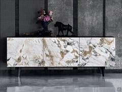 Metropol sideboard by Cattelan with doors in stone Keramik KM11 Makalu