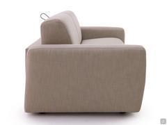 Side view of the armrest: inferiorly the profile is flared inward, as well as for the two seats, to avoid soiling the sofa bed with one's shoes while sitting