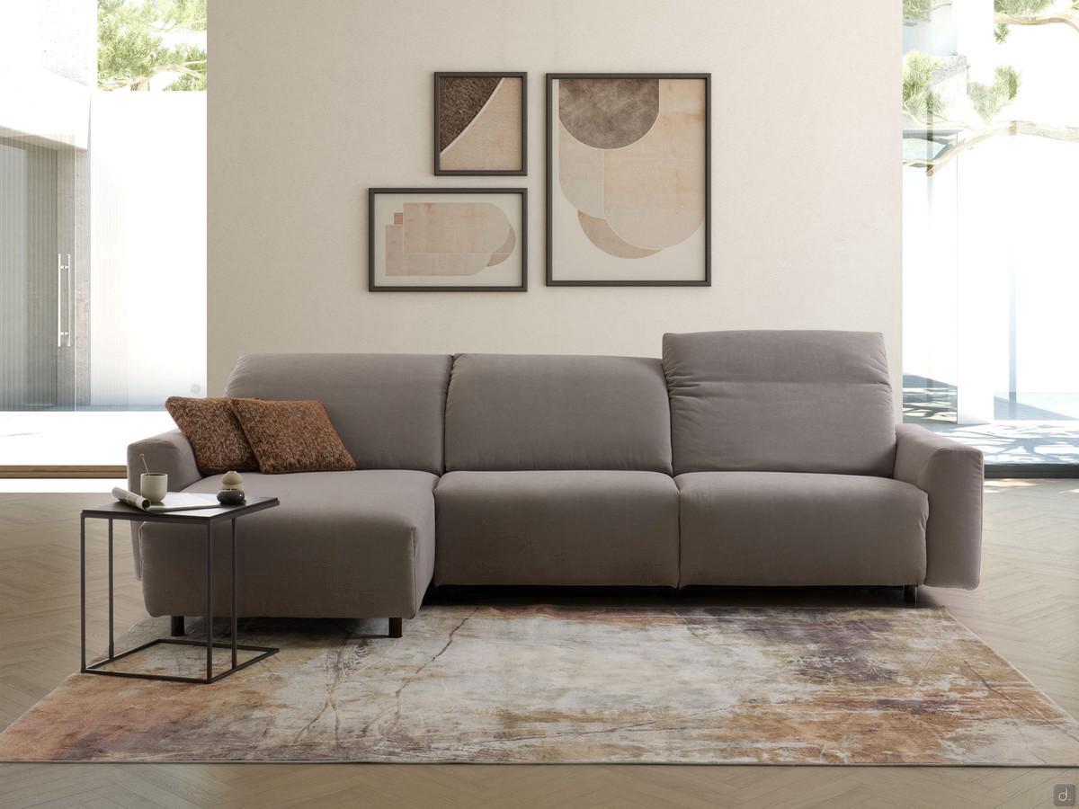 Sofa bed with reclining backrests Florence, here proposed with chaise longue
