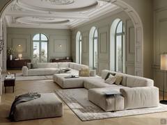 Example of composition with Lennox sofa and sofa bed elements: maximum versatility for a modular sofa bed designed to offer maximum comfort both as a sofa and as a bed