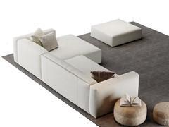 Detail of the Elvis sofa bed, which in the linear part converts into a bed thanks to the opening system by rotating the backrest