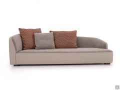 Banus 265 cm asymmetrical linear sofa with one armrest, upholstered in Lord leather and Fedora fabric with large loose cushions