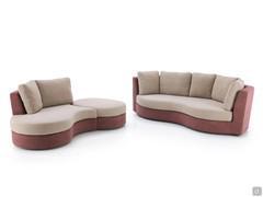The three elements that make up the collection Ravel, freely juxtaposable with each other: curved terminal, corner element and ottoman, all in two-tone versions