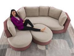 Example of sofa seating Ravel in the corner version with ottoman, a relaxation island capable of accommodating even a person lying down