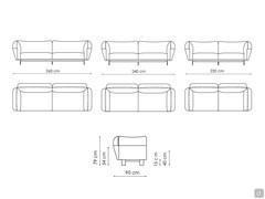 Blend sofa - models and measurements linear elements