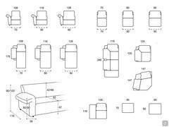 Modularity and measurements available for the Nevis sofa