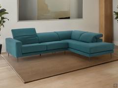 Kimi corner sofa with reclining headrest upholstered in Unico microfibre colour 712