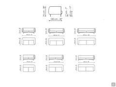 Diagrams and dimensions of Saddle linear sofas and end elements