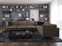 Aker leather sofa here proposed in a corner composition of 360 x 253 cm