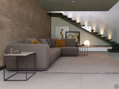Paros sofa with dormeuse fully upholstered in New Manhattan dove grey fabric