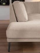 Detail of the high anthracite-painted metal feet and the backrest with upward tapering structure