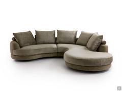 Cancun sofa composed of curved end piece and meridienne corner piece