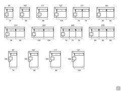 Elements and modularity available for the Arren sofa: end elements and chaise longue
