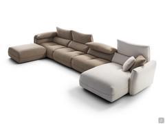 Detail of the Monterey sofa proposed here with upholstery in two colours, ideal in a modern living room