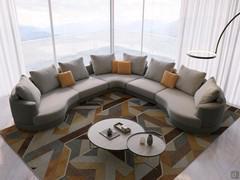 Cancun sofa proposed here in a symmetrical corner composition of large dimensions for important living rooms 
