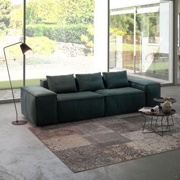 Square sectional sofa with wide armrests