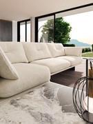 High seating comfort thanks to the soft seat and back cushions. From the first glance, we can notice the enveloping shapes of the whole piece