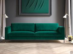 Merlin sofa, upholstered in velvet with feather-blend upholstered seat and backrest