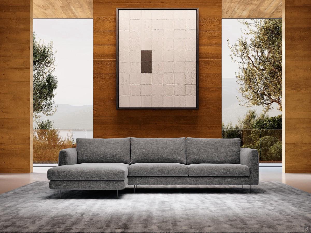 Niles sectional sofa with ottoman - end unit with matching chaise longue, the system rests on high metal feet
