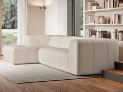 Empire sofa, upholstered in fabric, velvet or faux leather and featuring vertical quilting repeated on all elements