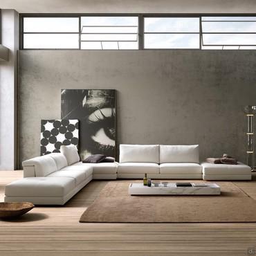 Dayton low sectional sofa with liftable backrests