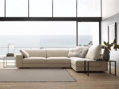 Dayton L-shaped sofa with liftable backrests on one side and backrests with fixed cushions on the other side