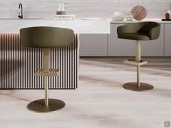 Diane low-backed, height-adjustable stool with square footrest base in bronze painted metal finish