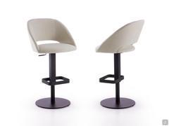 Niva stools with adjustable seat height and metal footrest, upholstered in Joint col.401 Corda fabric