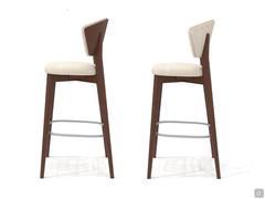 Atena stool - Version with wooden backrest and version with fully upholstered backrest