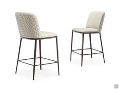 Pair of Magda stools by Cattelan with quilted back and metal frame
