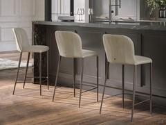 Kitchen stool or snack counter in beige leather Side with visible stitching