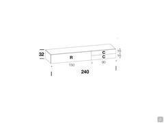 Fly TV stand - lateral drop-down door and stacked drawers, width cm 240