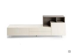 Fly Open wide cm 240 in Canvas lacquer with open compartment in Earth Loto. Methacrylate base h.12 cm