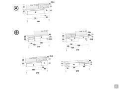 TV cabinet with drawers and drop-down door Fly Open models: A) width cm 195 - B) width cm 210