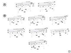 TV cabinet with drawers and drop-down door Fly Open models: A) width cm 225 - B) width cm 240
