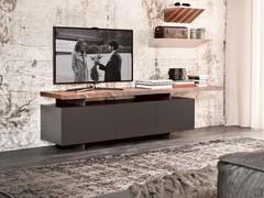 Seneca TV stand by Cattelan with wooden top and graphite lacquered doors 