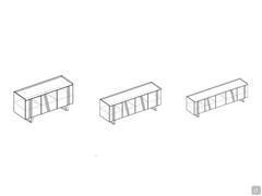 Overview of the three available Pilar TV door models, in 3, 4 or 5 leaf versions