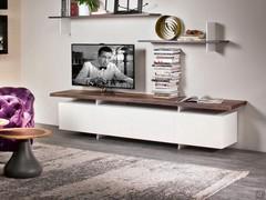 Cattelan Seneca TV stand with wooden top in four-door model