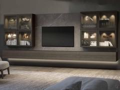 Royal wall system with base units, back panels and glass wall units 